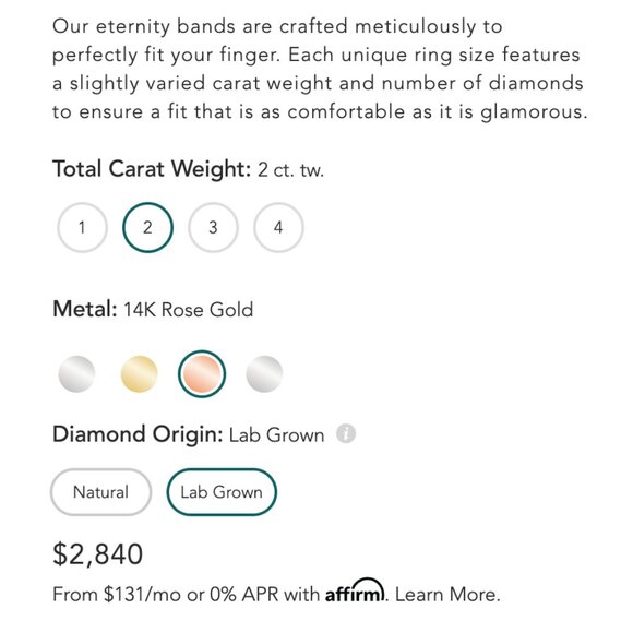 Brilliant Earth Riviera 2 cwt Lab Diamond Ring in 14k Rose Gold size 6.5 💍 - Picture 4 of 9